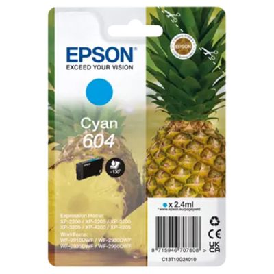 CARTUCCIA EPSON 604 "ANANAS" C13T10G24010 CIANO2,4ML X XP-2200/XP-3200/XP-4200 - WF-2910DWF/WF-2930DWF/WF-2950DWF