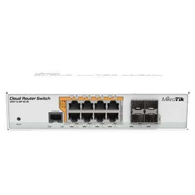 SWITCH MIKROTIK CRS112-8P-4S-IN 8P. GIG POE 24V 4P. SFP 128MB