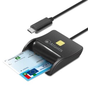 CARD READER X SMART CARD ATLANTIS P005-SMARTCR-C TYPE-C X CNS-CRS-FIRMA DIGITALE, ETC - NERO - CAVO 10CM