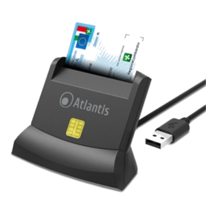 CARD READER VERTICALE X SMART CARD ATLANTIS P005-SMARTCRV-U USB X CNS-CRS-FIRMA DIGITALE, ETC - NERO - CAVO 120CM