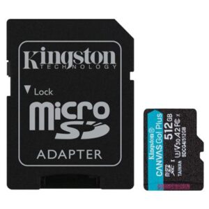 MICRO SECURE DIGITAL 512GB SDCG4/512GB CLASS10 U3 V30 + ADATTATORE READ:200MB/S WRITE:160MB/S CANVAS GO PLUS GEN4 KINGSTON