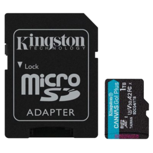 MICRO SECURE DIGITAL 1000GB(1TB) SDCG4/1TB CLASS10 U3 V30 + ADATTATORE READ:200MB/S WRITE:160MB/S CANVAS GO PLUS GEN4 KINGSTON