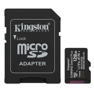 MICRO SECURE DIGITAL 128GB SDCS3/128GB CLASS10 UHS-I, U1, V10, A1 150MB/S + ADATTATORE CANVAS SELECT PLUS GEN3 KINGSTON
