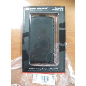 CUSTODIA X APPLE IPHONE 4/4S SCP10004 SWISS CHARGER IN VERA PELLE NERA