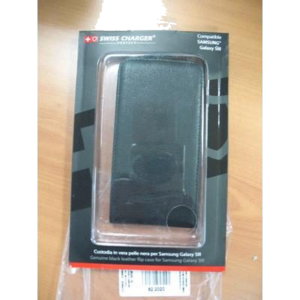 CUSTODIA X SAMSUNG GALAXY SIII SCP10037 SWISS CHARGER IN VERA PELLE NERA