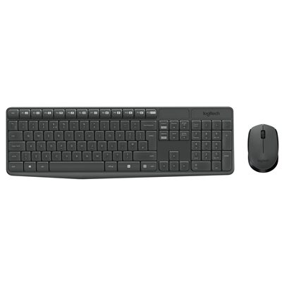 TASTIERA+MOUSE WIRELESS LOGITECH RETAIL MK235 USB ANTISCHIZZO TAST. NUMERICO + MOUSE OTTICO NERO 3 TASTI P/N 920-007913
