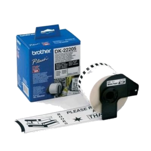 ROTOLO ETICHETTE ADESIVE BROTHER DK22205 62MM X 30.48MT NERO/BIANCO PER STAMPANTI QL