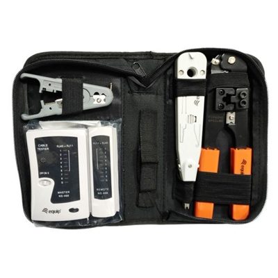 NETWORK TOOL CASE EQUIP 129503COMP.DA 1X PUNCH DOWN TOOL-1X LAN TESTER-1X CABLE STRIPPER-1X RJ45 CRIMPING TOOL EAN:4015867157473