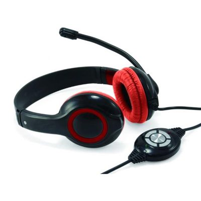 CUFFIA CON MICROFONO CONCEPTRONIC CCHATSTARU2R - COL. ROSSO - CAVO USB 2MT FINO:31/03