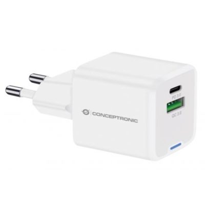 CARICATORE USB PD GAN DA 20 W CONCEPTRONIC ALTHEA15W CON 1P USB-C E 1P USB-A- BIANCO