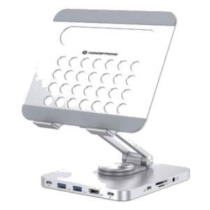 SUPPORTO X TABLET CON DOCKING STATION 8IN1 CONCEPTRONIC DONN26G BASE GIREVOLE A 360°, PIEGHEVOLE, ALTEZZA REGOLABILE FINO:31/03