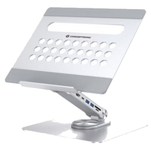 SUPPORTO X NOTEBOOK CON DOCKING STATION 7IN1 CONCEPTRONIC DONN27G BASE GIREVOLE A 360°, PIEGHEVOLE, ALTEZZA REGOLABIL FINO:31/03