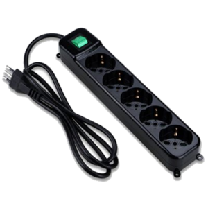 MULTIPRESA 5P TECNOWARE FMP5IIG (5 SCHUKO/ITA-BIPASSO IN 1 FILA DA 5P) +INTERRUTTORE NERA (BULK)