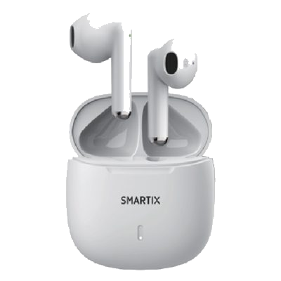 AURICOLARI WIRELESS TWS ATLANTIS SM60-FI9-W SUPP.BLUETOOTH 5.3V BASSA LATENZA-CON CUST. CON FUNZ.RICARICA -BIANCO