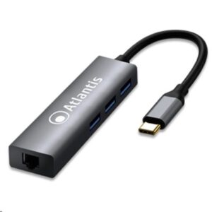ADATTATORE TYPE-C A LAN+HUBATLANTIS A04-TC_LAN+HB ING: 1XTYPE_C - USCITE: 1X GIGABIT LAN+ 3X USB3.0