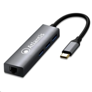 ADATTATORE TYPE-C A LAN+HUBATLANTIS A04-TC_LAN+HB ING: 1XTYPE_C - USCITE: 1X GIGABIT LAN+ 3X USB3.0