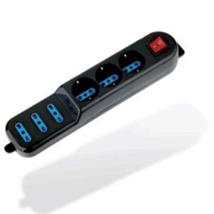 MULTIPRESA 6P ATLANTIS P011-SL203066 (3 SCHUKO/ITA-BIPASSO + 3 ITA-BIPASSO) +INTERR. NERA -/ EAN 8026974013367 -GAR.2 ANNI-