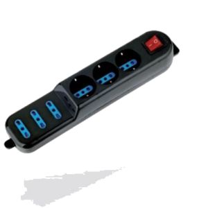 MULTIPRESA 6P ATLANTIS P011-SL203066 (3 SCHUKO/ITA-BIPASSO + 3 ITA-BIPASSO) +INTERR. NERA -/ EAN 8026974013367 -GAR.2 ANNI-