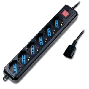 MULTIPRESA X UPS ATLANTIS A 6P SCHUKO/ITA BIPASSO - SPINA IEC/VDE +INTER. - P011-SL3006P-B NERA EAN 8026974020419 -GAR.2 ANNI-