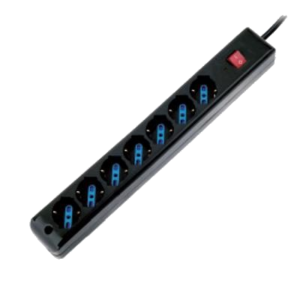 MULTIPRESA 7P ATLANTIS P011-SL3007-B (7 SCHUKO/ITA-BIPASSO) +INTERR. NERA - / EAN 8026974013381 -GAR.2 ANNI-